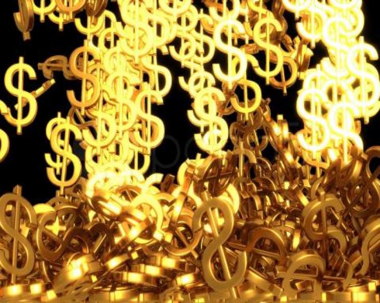 Cifrões dourados espalhados 