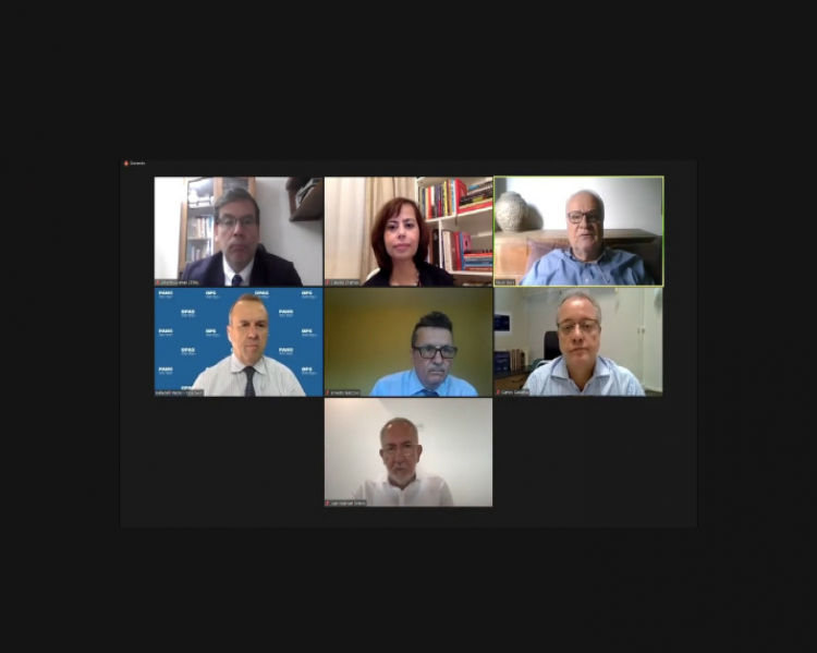 REPRODUÇÃO DE TELA DE COMPUTADOR, COM PARTICIPANTES DE UM DEBATE ON-LINE, COM JANELAS MOSTRANDO SEUS ROSTOS